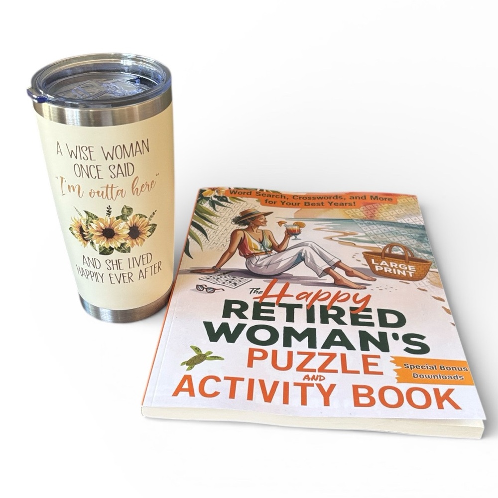 Retirement Gift Bundle Travel Coffee Mug “A Wise Woman Once Said” Puzzle‎ Book